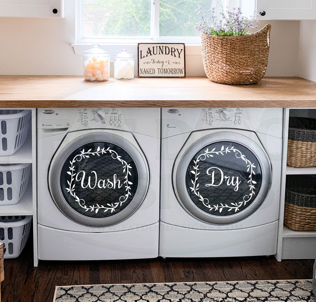 Washer and Dryer Decal Set Custom Vinyl Decals Washing Machine Decal