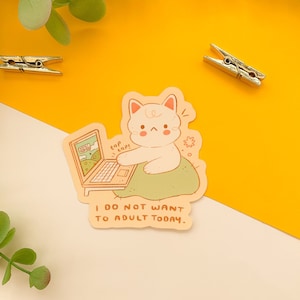 Autocollant en vinyle mat No More Adulting | Art numérique, Autocollants, Papeterie, kawaii, cottagecore, plants, pilea