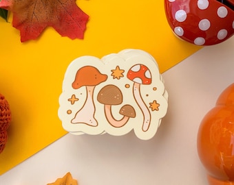 Mushrooms - Matte vinyl sticker | Digital Art, Stickers, Stationery, kawaii, autumn, mushroom, toadstool