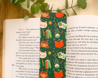 Bookish Things - Bookmark | Digital Art, Illustration, Books, reading, kawaii, Stationery, yarn, cottagecore, knitting, cat