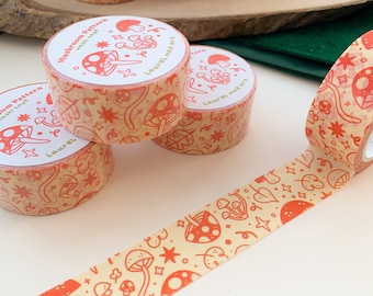 Mushrooms - Chunky Washi Tape | 20mm washi, tape, Digital Art, Stickers, Illustration, kawaii, Stationary, cottagecore, toadstools