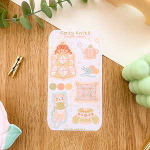 Cosy Knits - Feuille d'autocollants (1 pièce) | Art numérique, Autocollants, Illustration, tricot, Papeterie, bullet journal, journaling