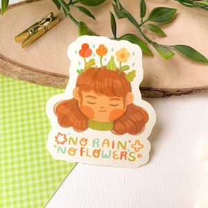 Sin lluvia, sin flores - Adhesivo de vinilo brillante / Arte digital, Adhesivos, Papelería, kawaii, cottagecore, plantas, flores