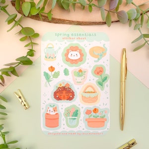 Spring Essentials - Sticker Sheet (1 pc) | Digital Art, Stickers, Illustration, Stationery, bullet journal, journaling, cottagecore