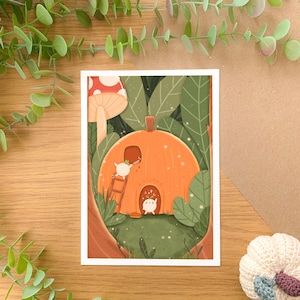 Kürbisschnitzerei - Kunstdruck | Digitale Kunst, handgezeichnete Illustration, Dekoration, Cottagecore, Herbst, Halloween, Kürbis, gemütliche Kunst