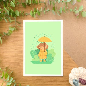 Regnerische Tage - Kunstdruck | Digitale Kunst, Illustration, Cottagecore, Regen, Regenmantel