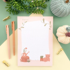 Plant Witch - A5 Notepad | Digital Art, Stickers, Illustration, kawaii, Stationery, cottagecore, autumn, cozy, tear away notepad