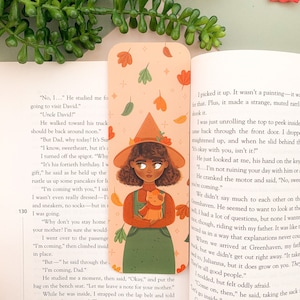Autumn Witch - Bookmark | Digital Art, Illustration, Books, reading, autumnal, Stationery, Halloween, plants, cottagecore, witch