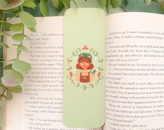 Cute Plant Girl - Bookmark | Digital Art, Illustration, Books, reading, kawaii, Stationery, acnh, plants, cottagecore, girl, toadstool