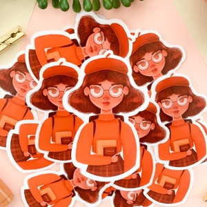 Fille d'automne - autocollant en vinyle | mat ou brillant, Art numérique, Autocollants, plantes, Illustration, Décoration, kawaii, Papeterie, cottagecore
