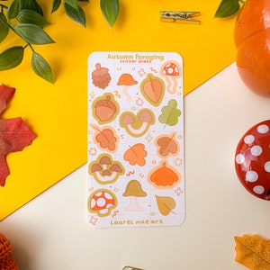 Cueillette d'automne - Feuille d'autocollants (1 pc) | Art numérique, Autocollants, Illustration, automne, Papeterie, bullet journal, journaling