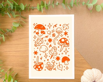 Mushrooms - Art Print | Digital Art, Hand Drawn Illustration, Home decor