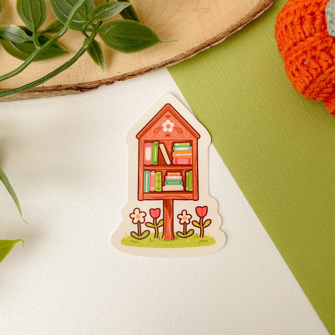 Tiny Library (spring) - Matte Vinyl Sticker | Digital Art, Stickers ...