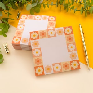 Pink Daisy - Memo Pad | tear away memo pad, Digital Art, Stickers, Illustration, kawaii, Stationery, cottagecore, spring, floral, cozy