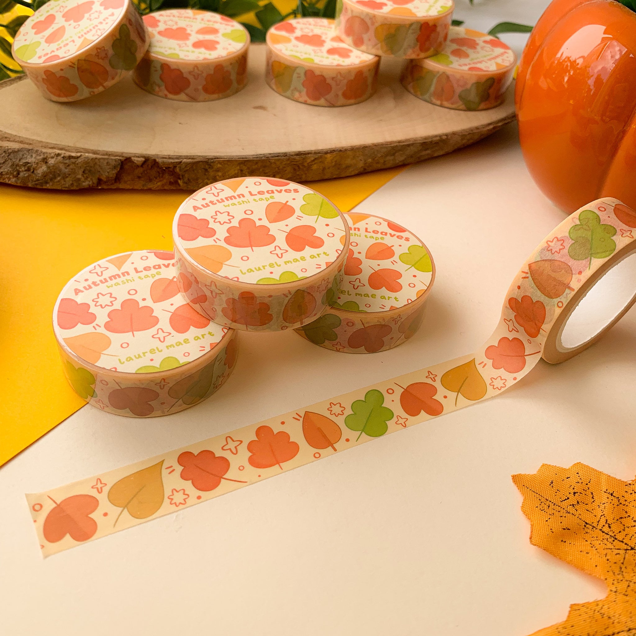 Autumn Leaves - Washi Tape | washi, tape, Digital Art, Stickers, Illustration, kawaii, Stationery, toadstool, autumn, cozy