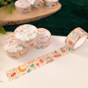 Motif hivernal - Ruban adhésif Washi épais | Washi 20 mm, ruban adhésif, art numérique, autocollants, illustration, kawaii, hiver, festif, Noël, champignon vénéneux