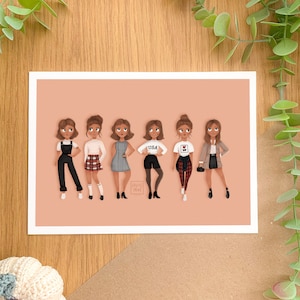 Rachel Green Outfits Friends - Kunstdruck | Digitale Kunst, handgezeichnete Illustration, Wohndekor, Serie