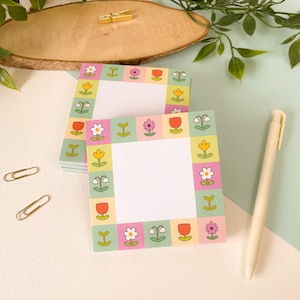 Flowers - Memo Pad | tear away memo pad, Digital Art, Stickers, Illustration, kawaii, Stationery, cottagecore, spring, floral, cozy