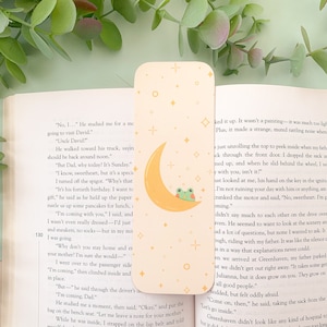 Moon Frog - Bookmark | Digital Art, Illustration, Books, reading, kawaii, Stationery, frog, cottagecore, froggo, planet, stars