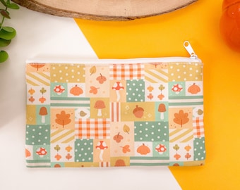 Cozy Patchwork - Pencil Case | daisy, flowers, case, pouch, canvas, makeup bag