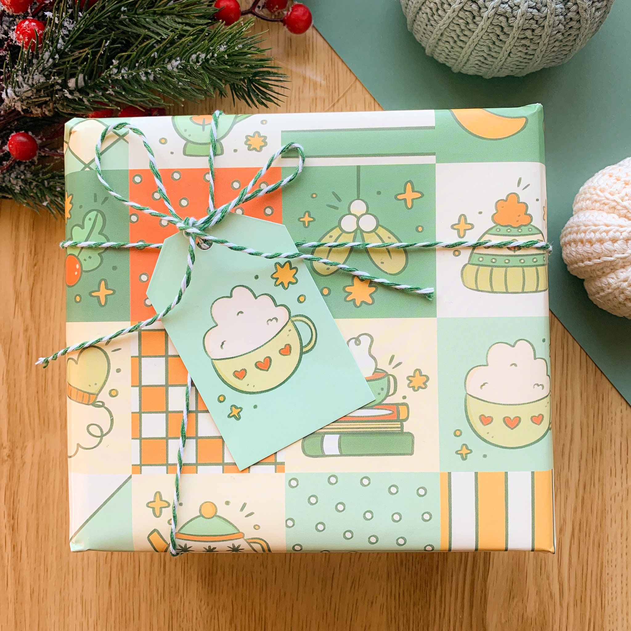 Winter Patchwork Wrapping Paper Sheet | Luxury Christmas Wrap, Wrapping ...