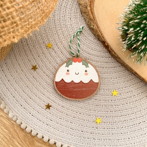 Christmas Pud - Wooden Decoration // Christmas decorations, wooden ornaments, illustrated xmas gifts