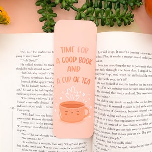 Time for a Good Book and a Cup of Tea - Bookmark | Digital Art, Illustration, Books, reading, kawaii, Stationery