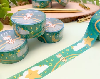 Brûlée & Friends in Space - Chunky Washi Tape | Foil washi, tape, Digital Art, Stickers, Illustration, kawaii, Stationery, stars