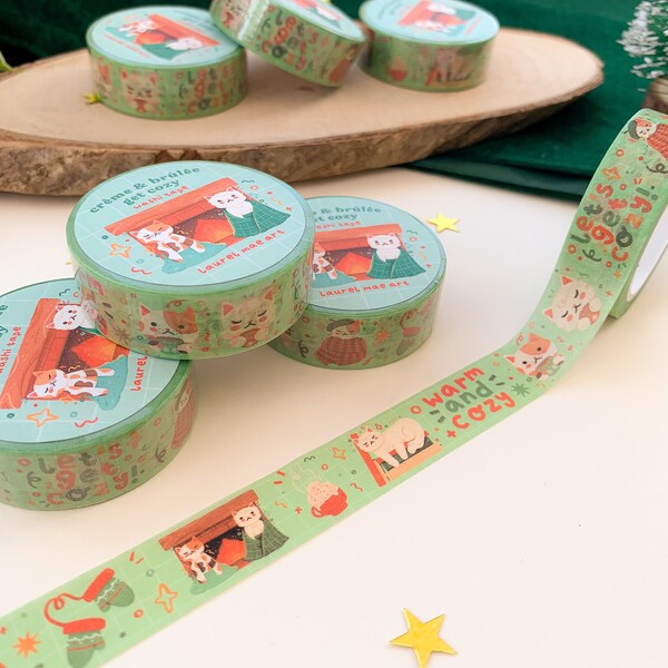 Cozy Crème & Brûlée – Washi Tape | Washi, Klebeband, digitale Kunst, Aufkleber, Illustration, Winter, Briefpapier, Weihnachten, Dekoration