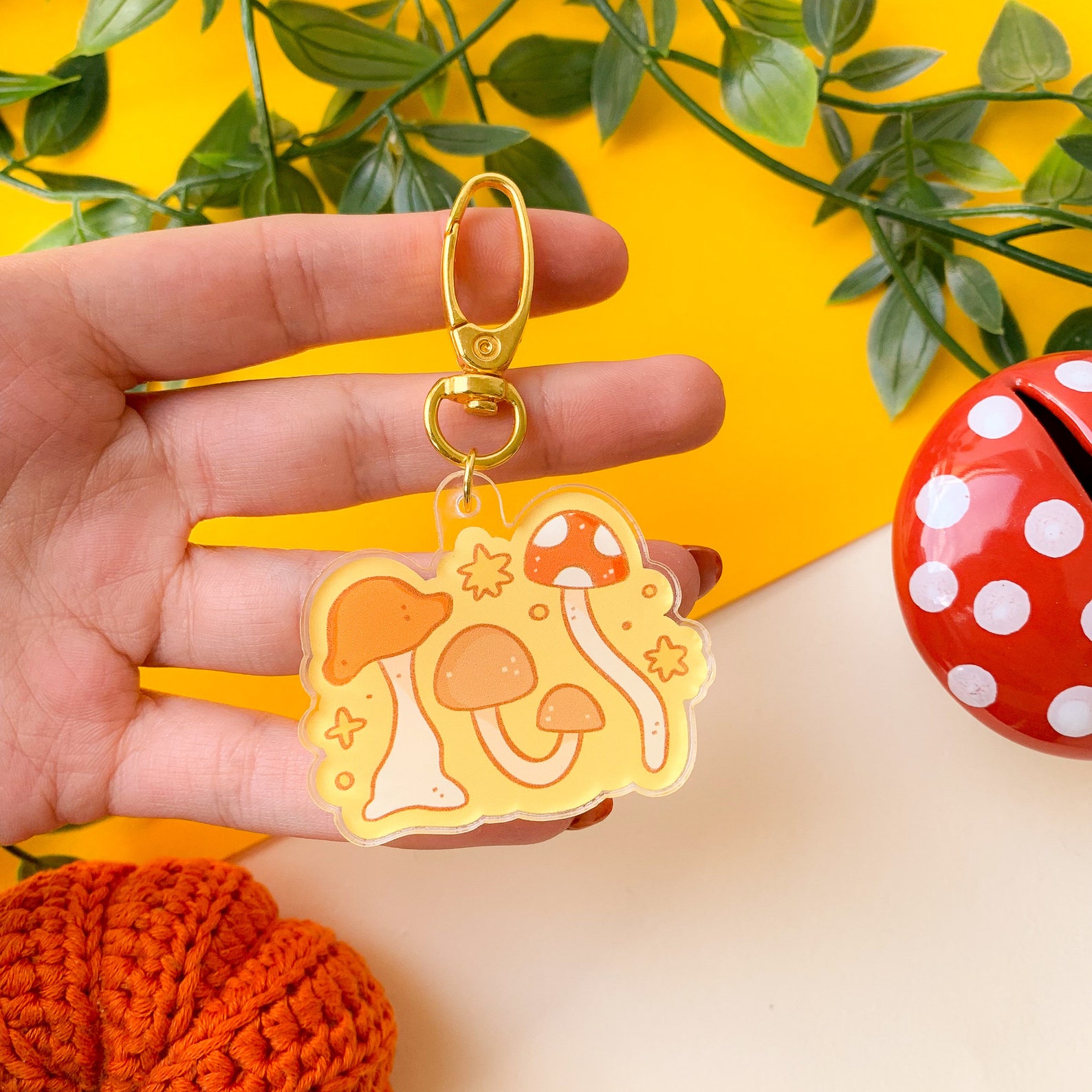 Mushrooms Keychain // Clear Acrylic Key Ring Illustration Etsy