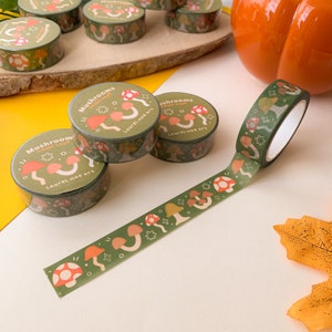 Autumn Mushrooms - Washi Tape | washi, tape, Digital Art, Stickers, Illustration, kawaii, Stationery, toadstool, autumn, cozy