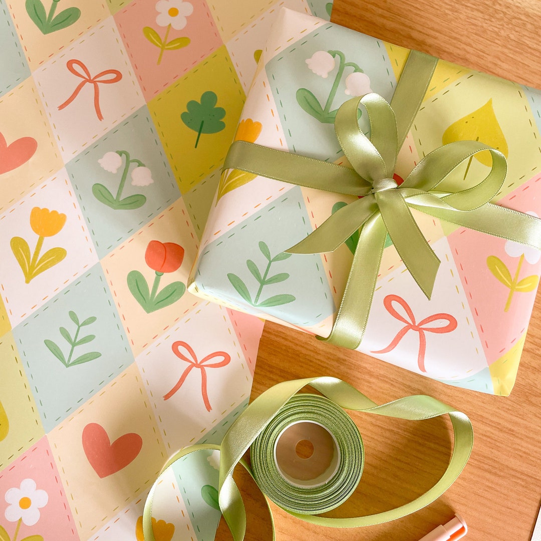 Spring Floral Quilt Wrapping Paper Sheet | Luxury Gift Wrap, Wrapping ...