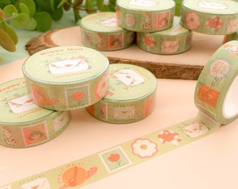 Happy Mail - Washi Tape | washi, tape, Digital Art, Stickers, Illustration, kawaii, Stationery, cottagecore, autumn, cozy