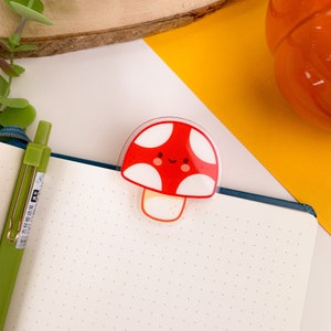 Pilz - Acrylclip | klares Acryl, Heftklammer, Papier, Schreibwaren, niedlich, Büro, Schule, Fliegenpilz