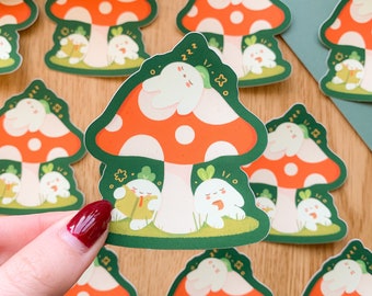 Recharging Meebloos - Matte vinyl sticker | Digital Art, Stickers, Stationery, kawaii, cute, mushroom, toadstool