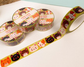 Cute Cats - Washi Tape | washi, tape, Digital Art, Stickers, Illustration, cute, Stationery, cats, cat, pattern, simple