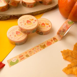 Essentiels de l'automne - Ruban adhésif Washi | washi, ruban adhésif, art numérique, autocollants, illustration, kawaii, papeterie, champignon vénéneux, automne, confortable