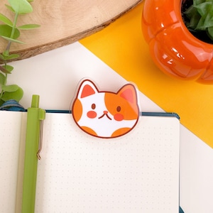 Brûlèe the Cat - Clip acrílico / acrílico transparente, clip para carpeta, papel, papelería, lindo, oficina, escuela, gatos