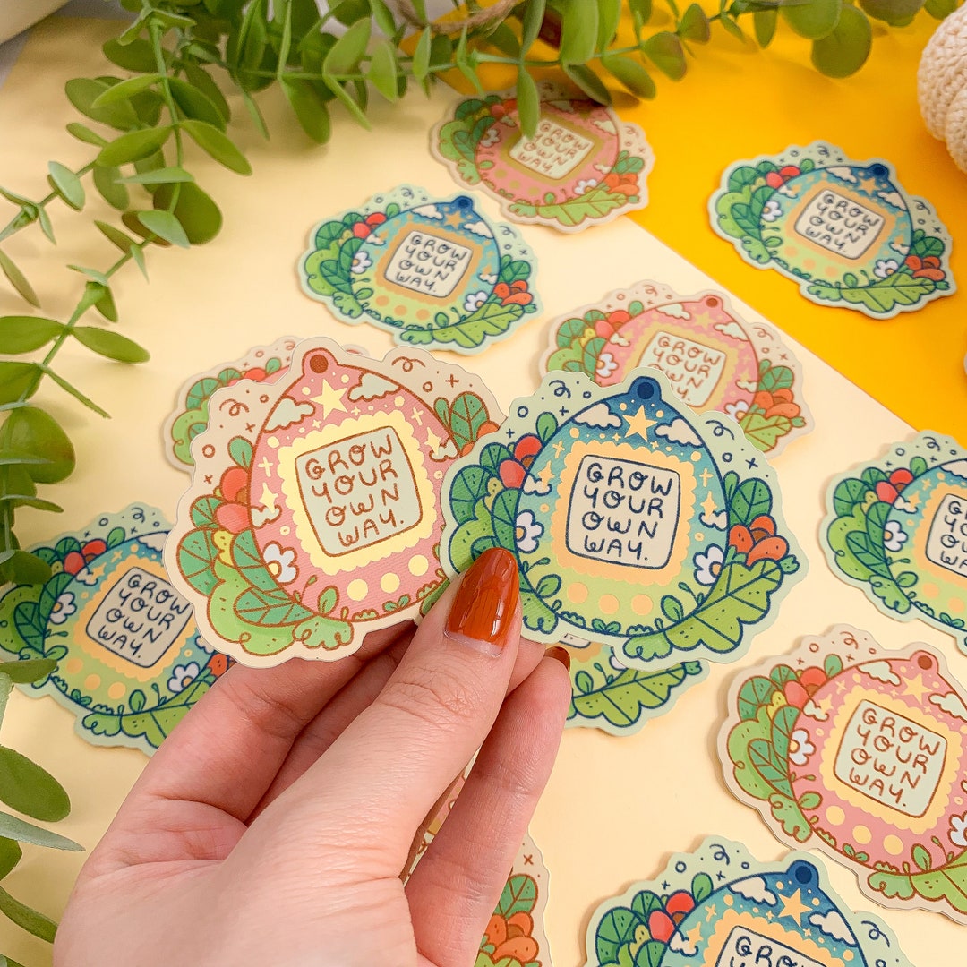 Grow Your Own Way Gold Metallic Vinyl Sticker Digital Art, Stickers