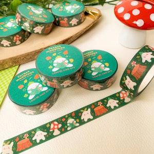 Forest Meebloos - Washi Tape / washi, nastro, arte digitale, adesivi, illustrazione, carino, cancelleria, funghi, foglie