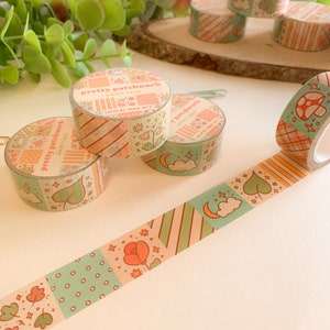 Mooi patchwork-dikke washitape | 20mm washi, tape, digitale kunst, stickers, illustratie, kawaii, briefpapier, cottagecore, quilt