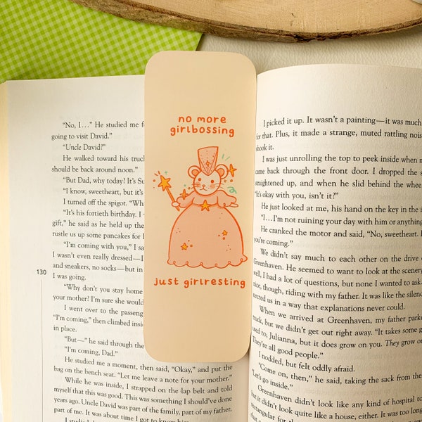 No More Girlbossing bookmark | Digital Art, Illustration, Books, reading, kawaii, Stationery, funny, cute