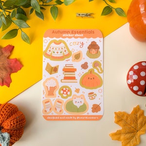 Autumn Essentials - stickervel (1 stuk) | Digitale kunst, stickers, illustratie, kawaii, briefpapier, bullet journal, journaling, cottagecore