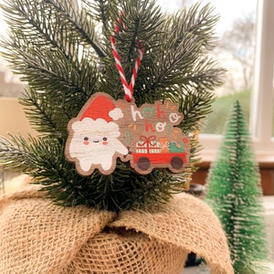 Santa Meebloo - Weihnachtsdekoration aus Holz // Weihnachtsdekoration, Holzschmuck, illustrierte Weihnachtsgeschenke