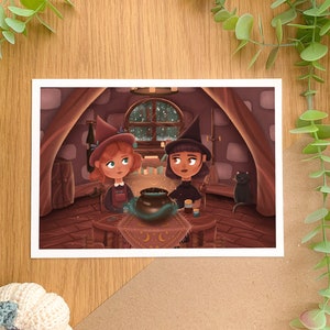 Witches Brew - Impresión artística / Arte digital, Ilustración dibujada a mano, Decoración del hogar, Programa de televisión