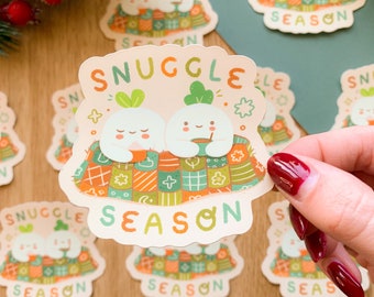 Snuggle Season - Matte vinyl sticker | Digital Art, Stickers, Stationery, kawaii, autumn, halloween, pumpkins