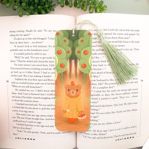 Apple Bear Bookmark Digital Art, Illustration, Books, reading, autumnal, Stationery, apple, plants, cottagecore, bear image 3