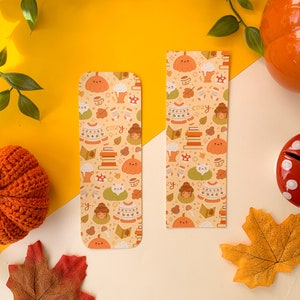 Autumn Essentials Bookmark Digital Art, Illustration, Books, reading, kawaii, Stationery, autumnal, cottagecore, leaves, mushroom image 2