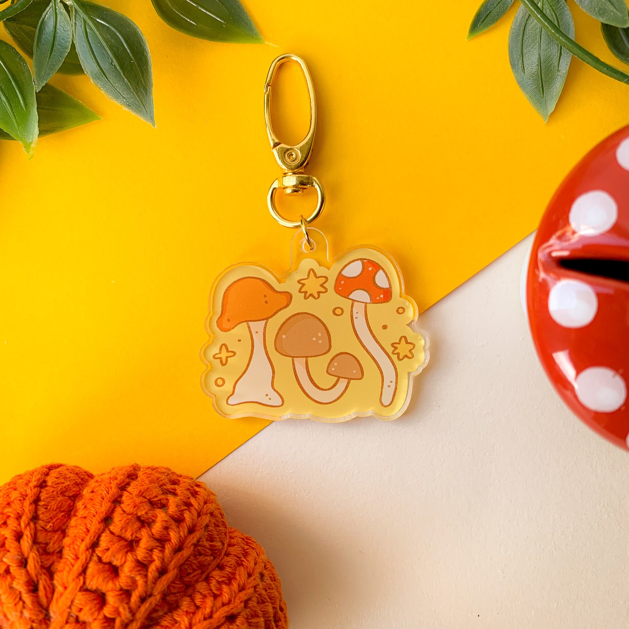 Mushrooms Keychain // Clear Acrylic Key Ring Illustration Etsy