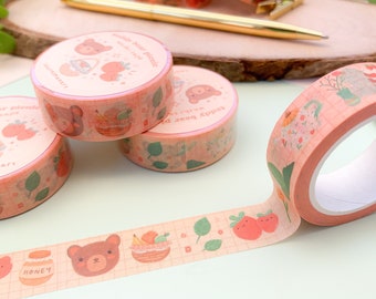 Teddy Bear Picnic Washi Tape //washi, tape, Digital Art, Stickers, Illustration, kawaii, Stationery, cottagecore, autumn, cozy